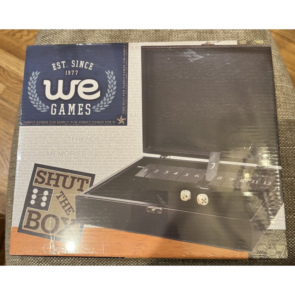 WE Games Wooden Shut The Box Game NIP Sealed Includes Dice Ages 14+